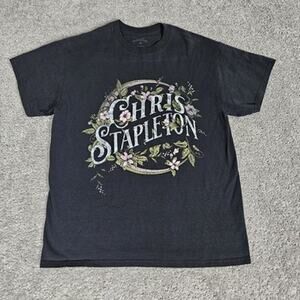 Chris Stapleton T-Shirt Women's Medium Black Tee Country Boho Floral Music